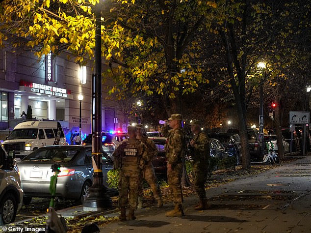 The horror shoot-out occurred just yards from the White House in Washington, DC, and has left two soldiers in a critical condition