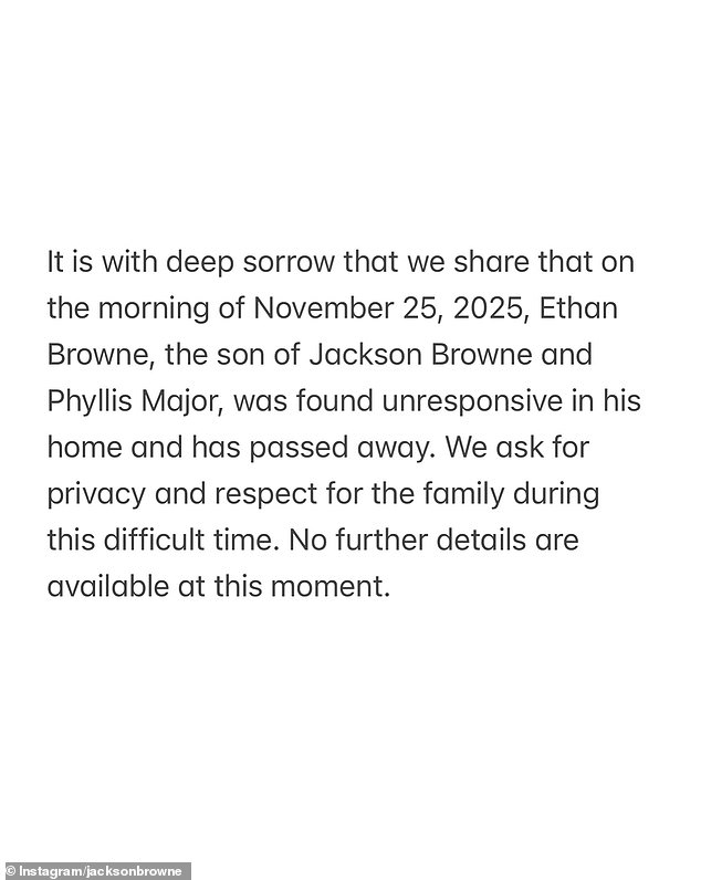 The heartbreaking loss was announced in a statement posted to Jackson's social media accounts on Wednesday