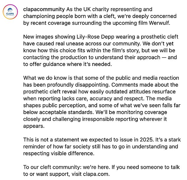 The use of the birth defect as part of the make-up for a character in a horror film has sparked outrage, with global nonprofit Smile Train and UK charity Cleft Lip & Palate Association (CLAPA) both releasing statements to voice their disappointment