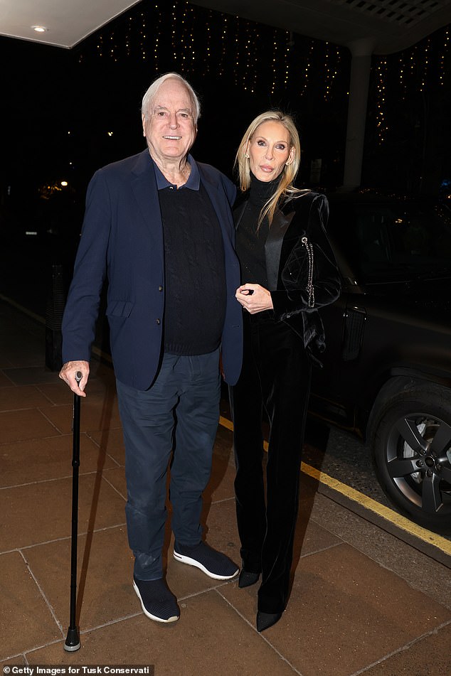 They were soon joined by fellow trust ambassador John Cleese and his wife Jennifer Wade (pictured), with Prince William informing the actor that his children have just discovered his hit sitcom, Fawlty Towers, and had become big fans