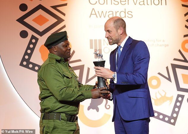 The winners honoured at the event included Laban Mwangi, a head ranger working in Kenya who was named Tusk Wildlife Ranger 2025 (seen)