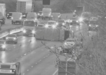 Major motorway chaos with multiple lanes closed on M5 and hour-long delays due to overturned van