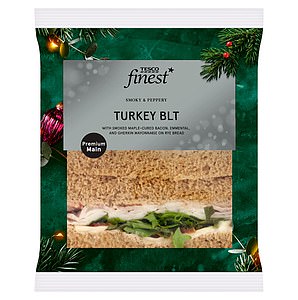 Lifestyle Writer Poppy Atkinson Gibson rated the Tesco Finest Turkey BLT with smoked maple-cured bacon, Emmental and gherkin mayo on rye bread (£3.40) a 4/5