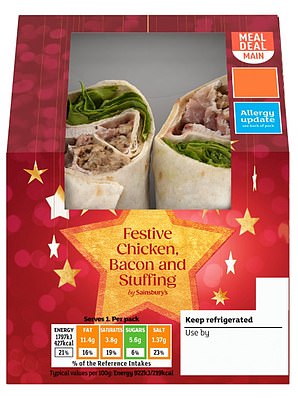 News reporter Shannon McGuigan rated the Sainsbury's Festive Chicken, Bacon and Stuffing Wrap (£3.40) a 3/5