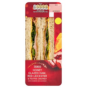 Lifestyle Writer Kate Ng rated the Tesco Honey Glazed Ham, Red Leicester and Festive Chutney Sandwich (£3) a 3/5