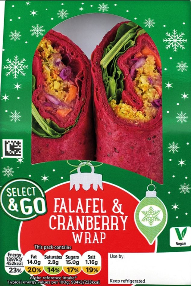 Journalist Sabrina Penty rated the Lidl Falafel and Cranberry Christmas Wrap (£2.19) a 2/5