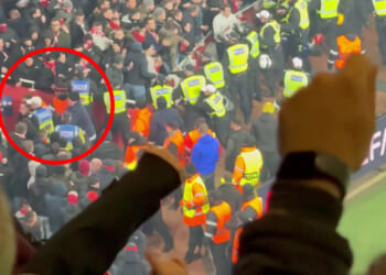 Watch as Bayern Munich fans clash with police and supporter is dragged down Emirates tunnel before Arsenal defeat