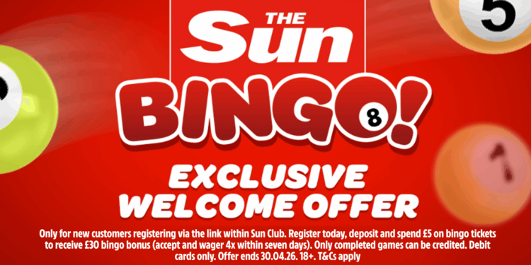 Sun Club members can get a £30 bingo bonus when they join Sun Bingo