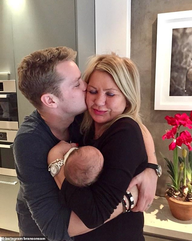 Sam Branson shared a touching photograph of his mother Lady Branson with one of her young grandchildren as he paid tribute to her on Wednesday