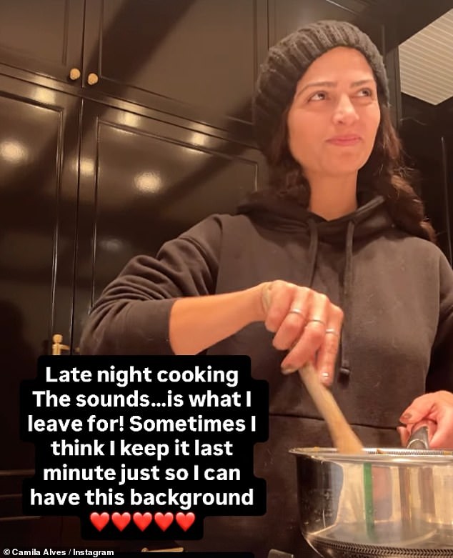 Matthew McConaughey's wife Camila Alves posted a video of herself at the stove late at night, cooking as her husband could be heard goofing off with their children