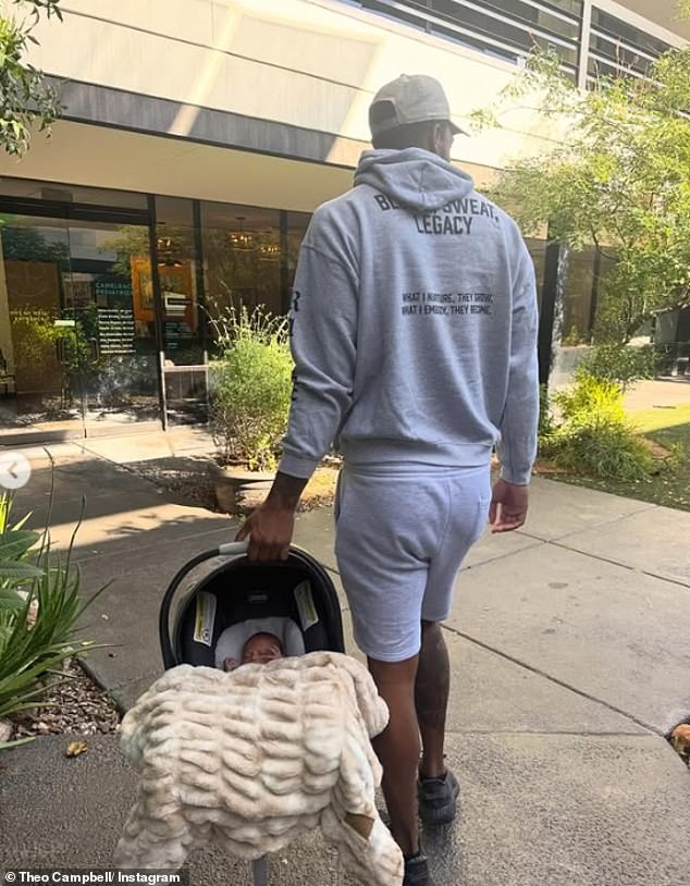 Theo shared a sweet snap of him leaving hospital with Atlas
