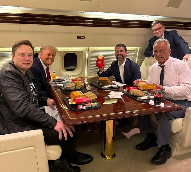 The group are eating McDonald's in the original photo posted by Don Jr in November 2024