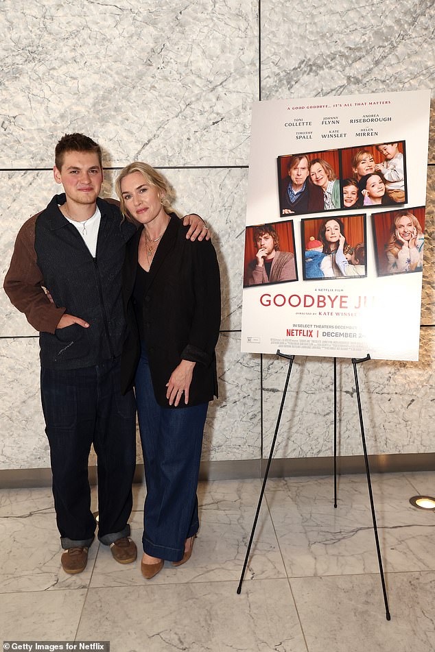 Having had his debut script, Goodbye June, turned into a star-studded Christmas film by his mother, Kate Winslet (right), Joe Anders (left) insists that he'd actually had reservations about letting the Oscar winner get involved at all