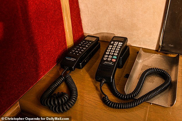 Pictured is the office/conference room his private aircraft.