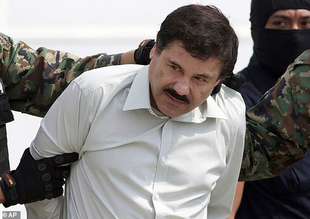Guzmán spent decades running Mexico's Sinaloa Cartel, one of the largest, most powerful and violent drug trafficking rings in the world. He is pictured after his capture in in 2014
