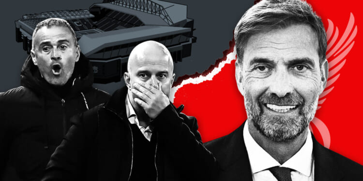 Liverpool could turn to Jurgen Klopp to save season if Arne Slot sacked with Luis Enrique Reds' long-term manager target