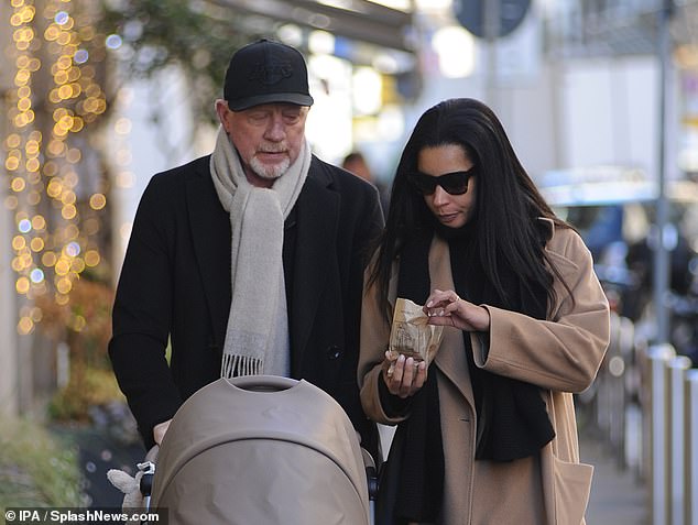 The 58-year-old tennis legend kept a low profile in a black baseball cap while Lilian, 34, looked effortlessly stylish in dark sunglasses and a long coat as she enjoyed a snack