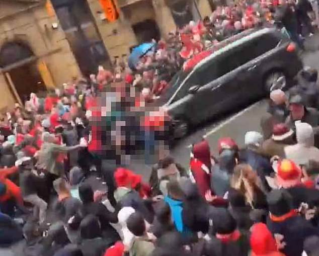 Harrowing mobile phone footage showed fans bouncing off the bonnet of Doyle's Ford Galaxy as he swerved through the crowds