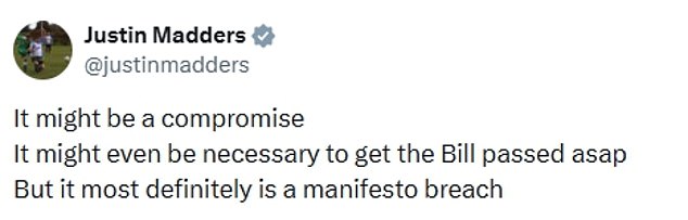 Ex-employment minister Justin Madders, a key ally of Ms Rayner who was sacked in Sir Keir's reshuffle earlier this year, said the manifesto had been broken