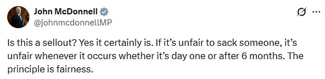Former shadow chancellor John McDonnell was among those condemning the U-turn