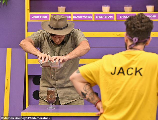 Losers Jack (pictured), Angry Ginge, Aitch, Ruby Wax, Kelly Brook, Martin Kemp and Alex Scott were sent to Doomsville and are now all up for the first public eviction