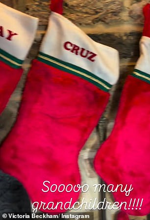 Her youngest son Cruz also gets a stocking from his grandmother