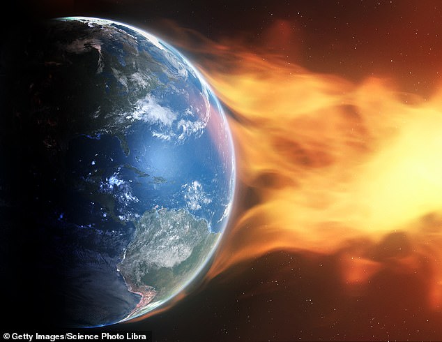 Intense solar activity in Earth's atmosphere results from solar flares or coronal mass ejections striking the planet with charged particles that can damage electronic (Stock Image)