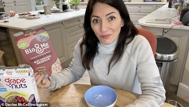 Before her workout, the presenter has three breakfasts on rotation, her 'healthy one' was inspired by Dr Megan Rossi and consists of fibre-filled granola with honey