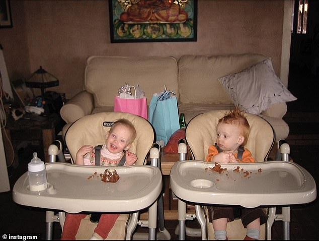 The 58-year-old Oscar winner posted a rare throwback photos of the children as babies sitting in high chairs and added a warm caption
