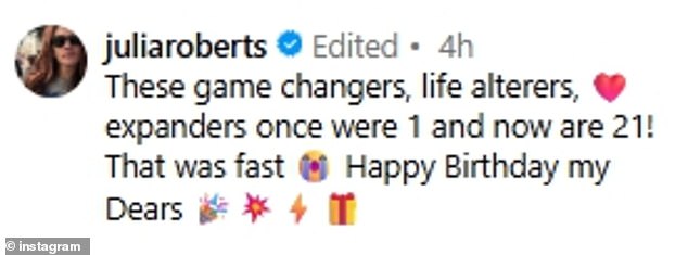 'These game changers, life alterers, ❤️expanders once were 1 and now are 21! That was fast. Happy Birthday my Dears,' the proud mom gushed