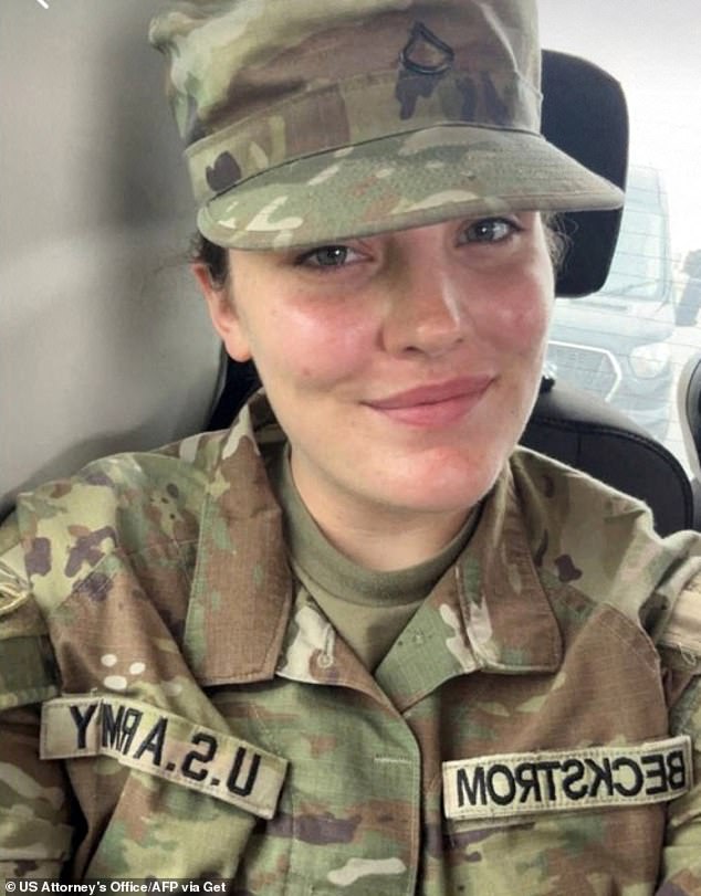 Specialist Sarah Beckstrom, 20, has since died from injuries she sustained in the shooting