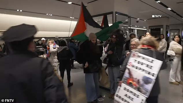 Protesters accused Zara of being a 'genocidal company' and urged shoppers not to purchase from the brand