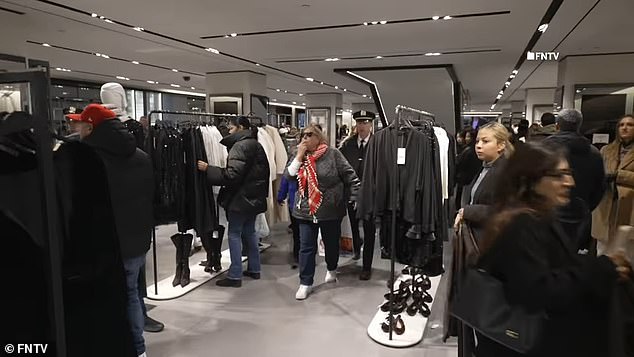 Protesters blew whistles and chanted 'Free Palestine' as officers were heard instructing the demonstrators to leave the store