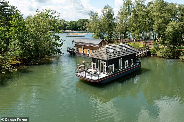 Pretty as a picture: Boathouse accommodation at Center Parcs De Kempervennen, which sits just over the Dutch border in North Brabant
