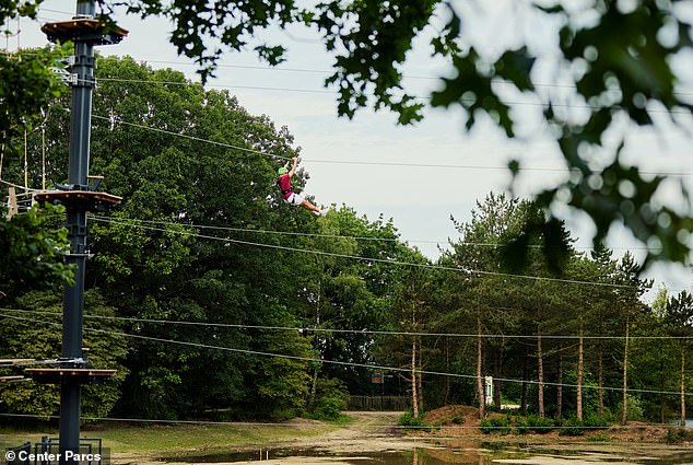 Jo paid £17.10pp for the Dutch resort’s treetop zip-wire course for two hours, compared to a similar one-hour Aerial Adventure session at the UK’s Woburn Forest Center Parcs which costs £44per person