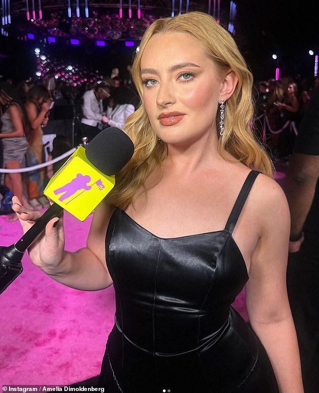 melia Dimoldenberg, 30, has gone from strength to strength since, reaching more than two million subscribers with her hit online show (pictured reporting at the MTV VMAs)