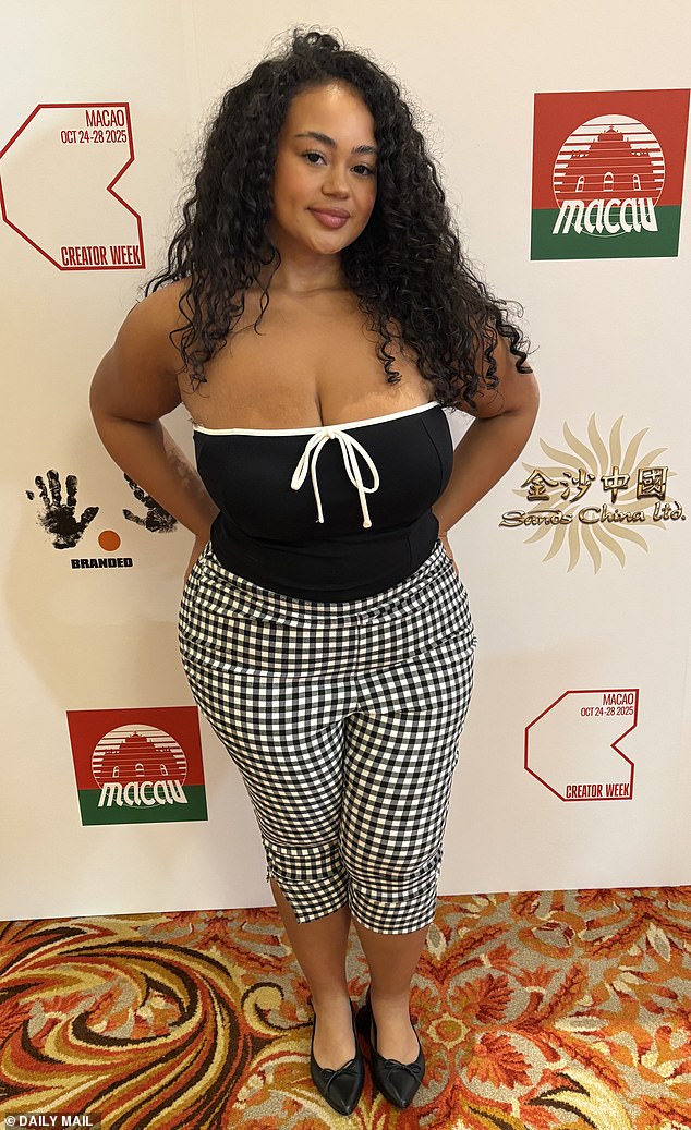 Phaith gave up her job as a substitute teacher after her online followers grew to two million (the content creator is pictured in China for Creator Week)