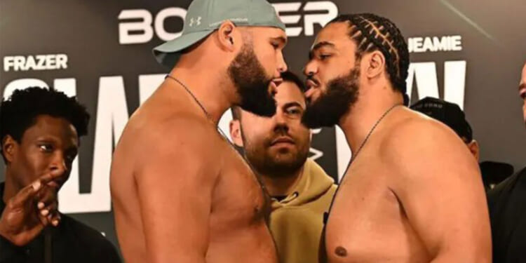Watch moment security forced to separate Frazer Clarke and Jeamie 'TKV' Tshikeva in heated weigh-in for BBC showdown