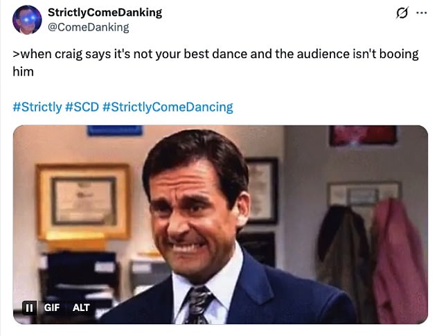 Taking to X fans said: 'Gutted for Alex. Just got really staggered and a bit all over the place. But she showed such humility during the judges' comments'