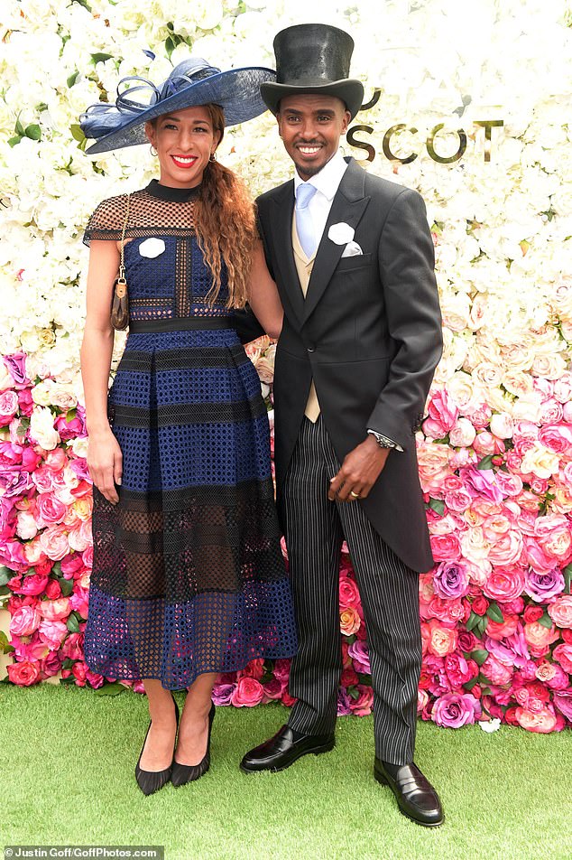 Sir Mo with his wife, Tania Nell, at Ascot in 2018. He moved to the UK from Kenya as a child