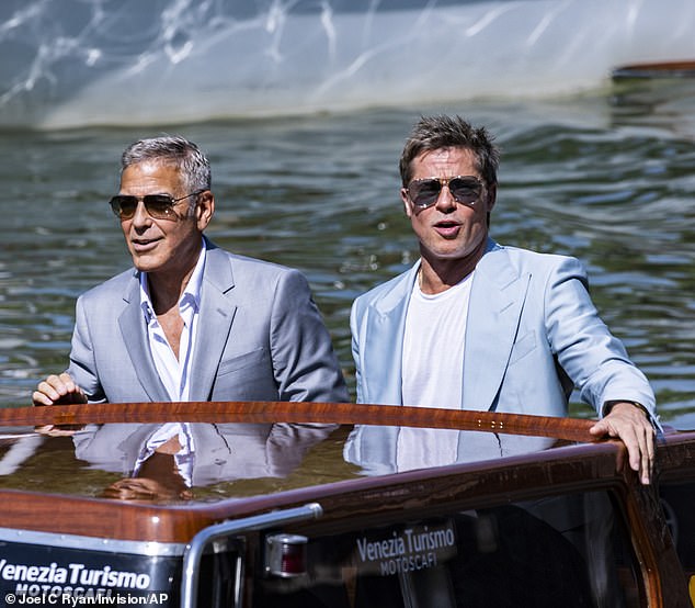The actors co-starred in the 2024 thriller Wolfs; pictured arriving to the Venice Film Festival in September 2024