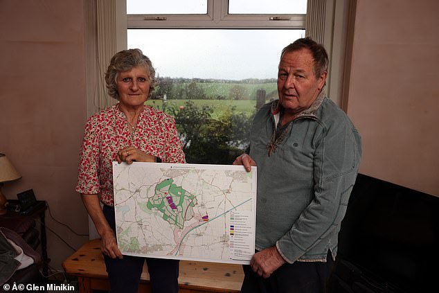 Billy and Wendy Collins of group Save Our Greenbelt who are protesting against the development of a solar farm planned in Coisborough