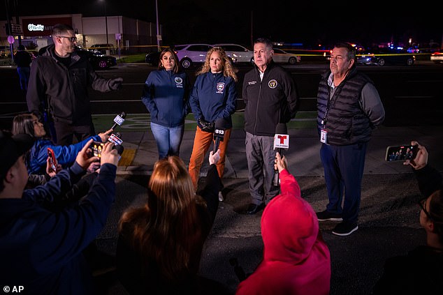Several local agencies were on the scene including Stockton Mayor Christina Fugazi (center left), the district attorney's office, and the sheriff's office