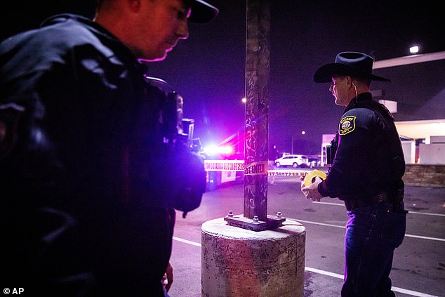 Police taped off the area where the shooting took place at 6pm on Saturday