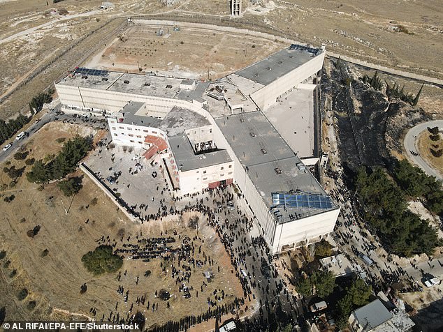 An aerial picture taken with a drone shows Sednaya prison, dubbed by Amnesty International as the 'Human Slaughterhouse', near Damascus, Syria, December 9, 2024