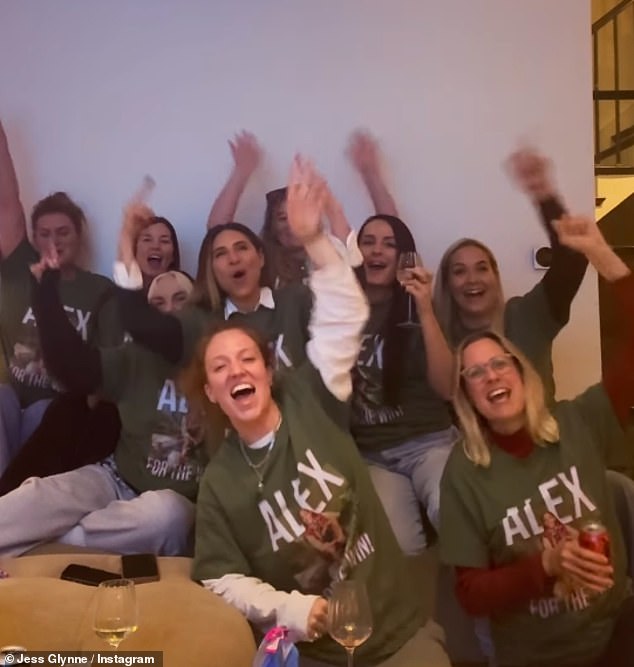 And on Saturday night ahead of her return Jess penned in a post: 'Forever a winner!' and shares a clip of their friends in matching supportive T-shirts