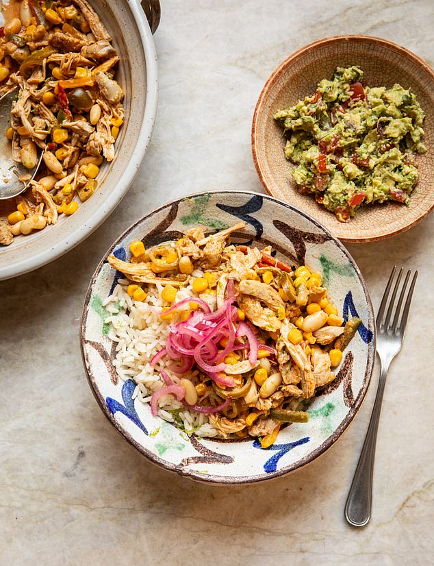 Warm up on a cold December night with this spicy pulled white chicken chilli, which you can bring some extra zing to with pickled red onions