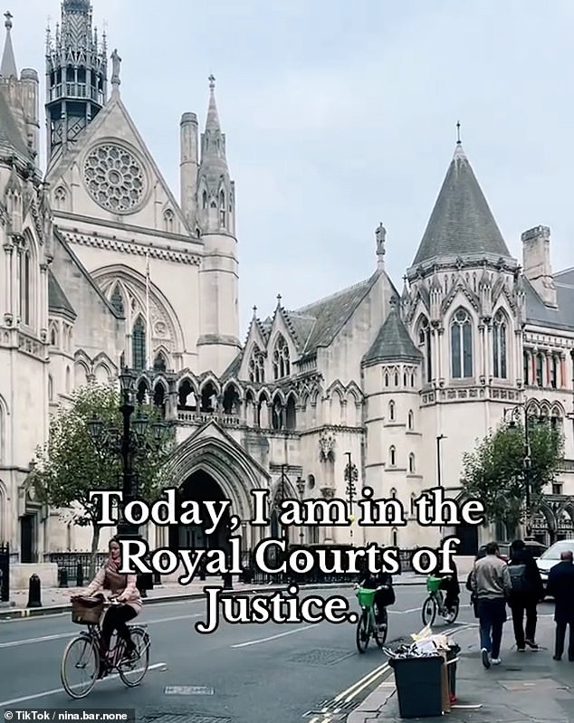 Ms Reinach has also posted videos of her appearing to walk through the Royal Courts of Justice and waving in a mirror at Winchester Crown Court in her wig and gown