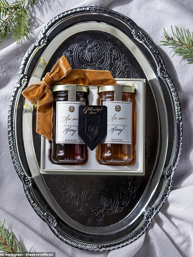 Posting to Instagram, Meghan's calligraphy skills are on full show on the labels for a honey jar and a bookmark set