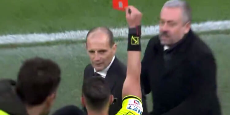 Furious Max Allegri storms down tunnel after red card and confrontation with Lazio coach in AC Milan clash